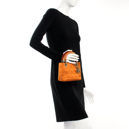 Christian Dior Satin Cannage Mini Lady Dior Orange 2 of 9