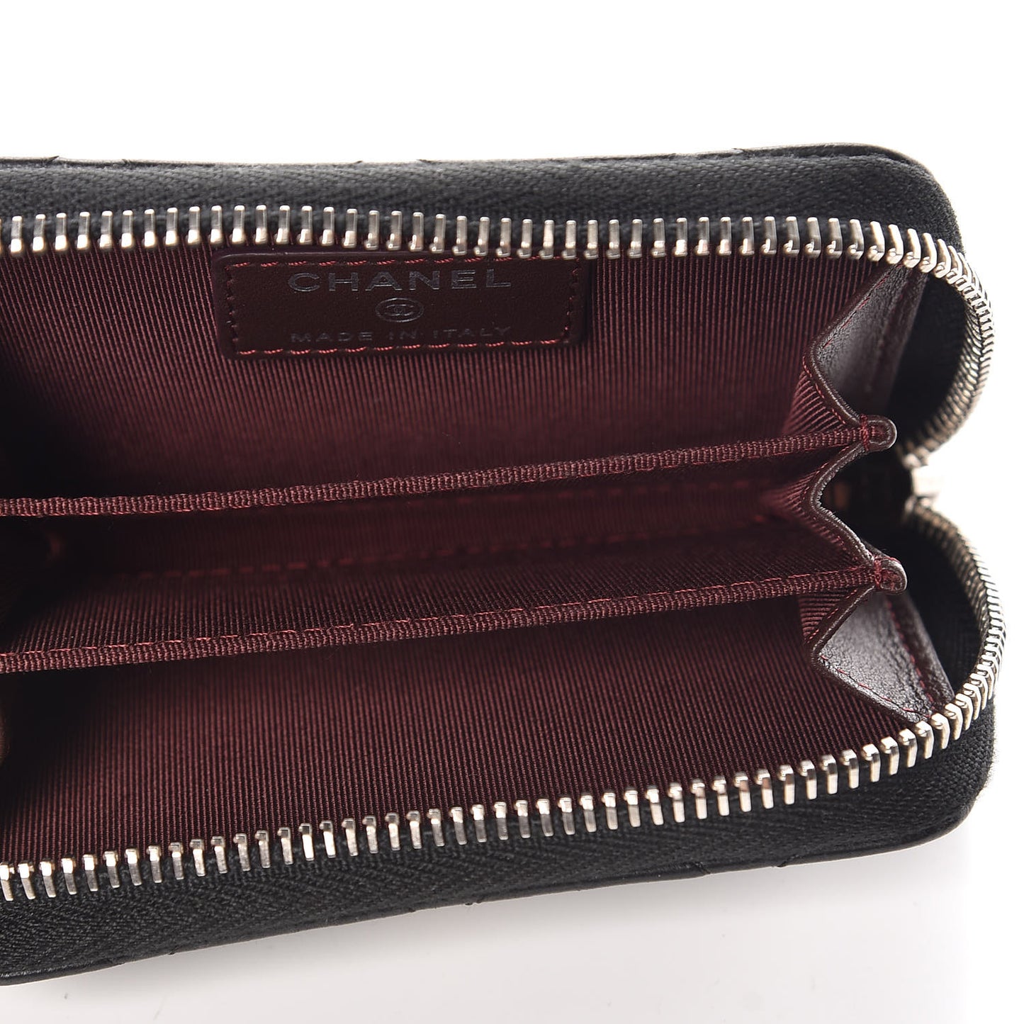 Lambskin Quilted Zip Around Coin Purse Wallet Black