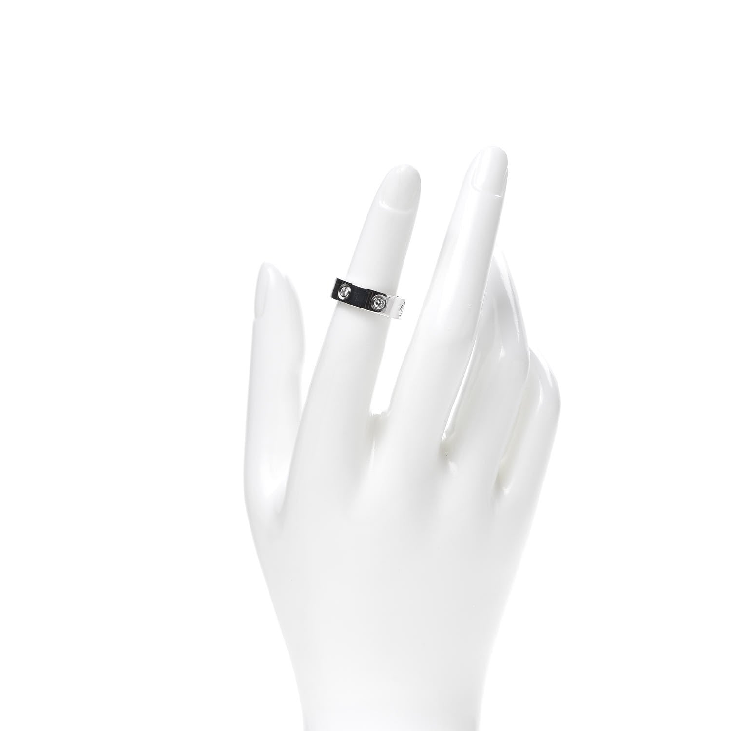 Cartier 18K White Gold 6 Diamond 5.5mm LOVE Ring 48 4.5 2 of 8