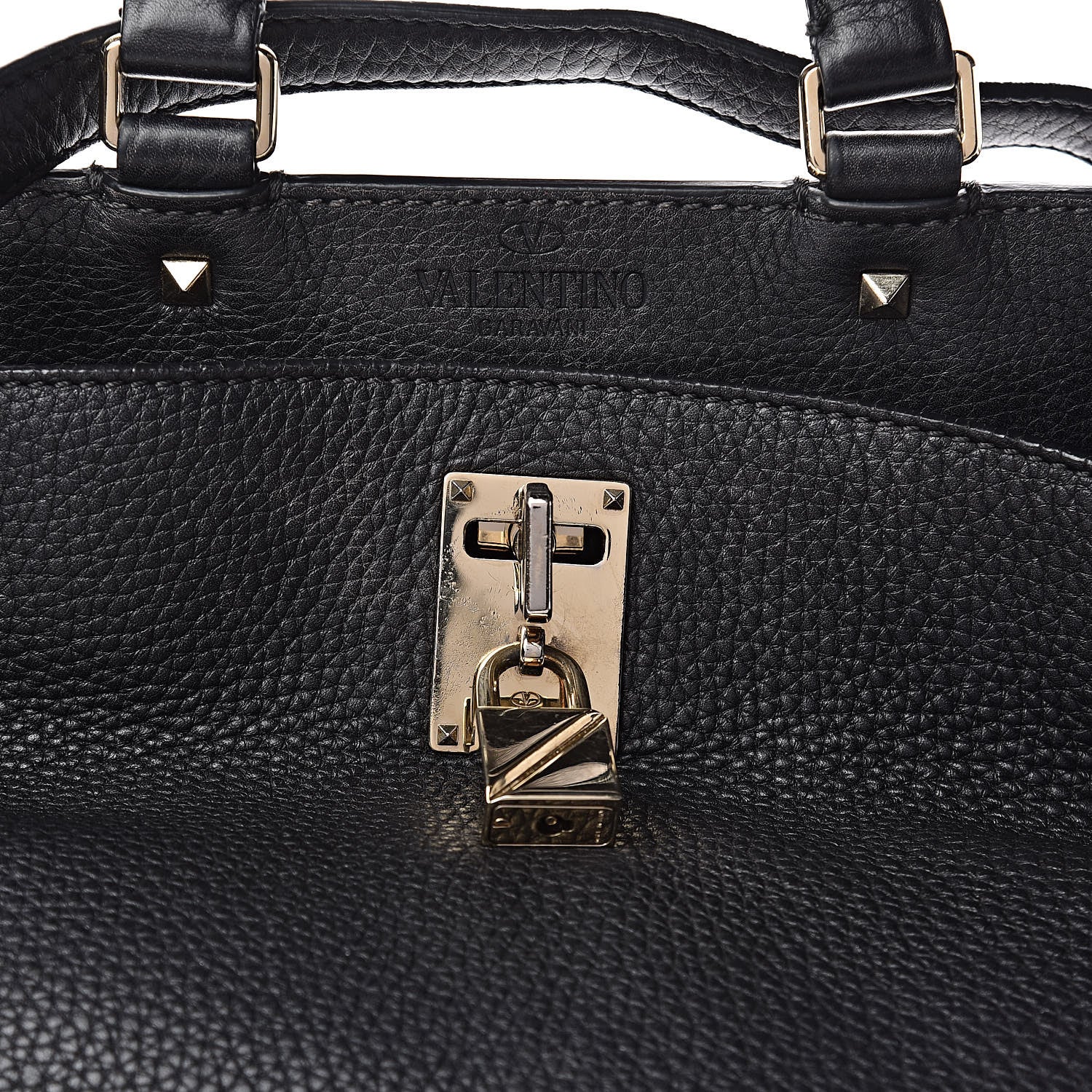 Valentino Garavani Pebbled Calfskin Large JoyLock Satchel Black 11 of 14