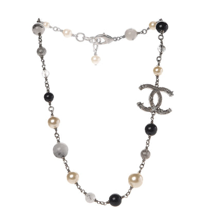 Chanel Ruthenium Pearl Beaded CC Short Necklace Black 3 of 6