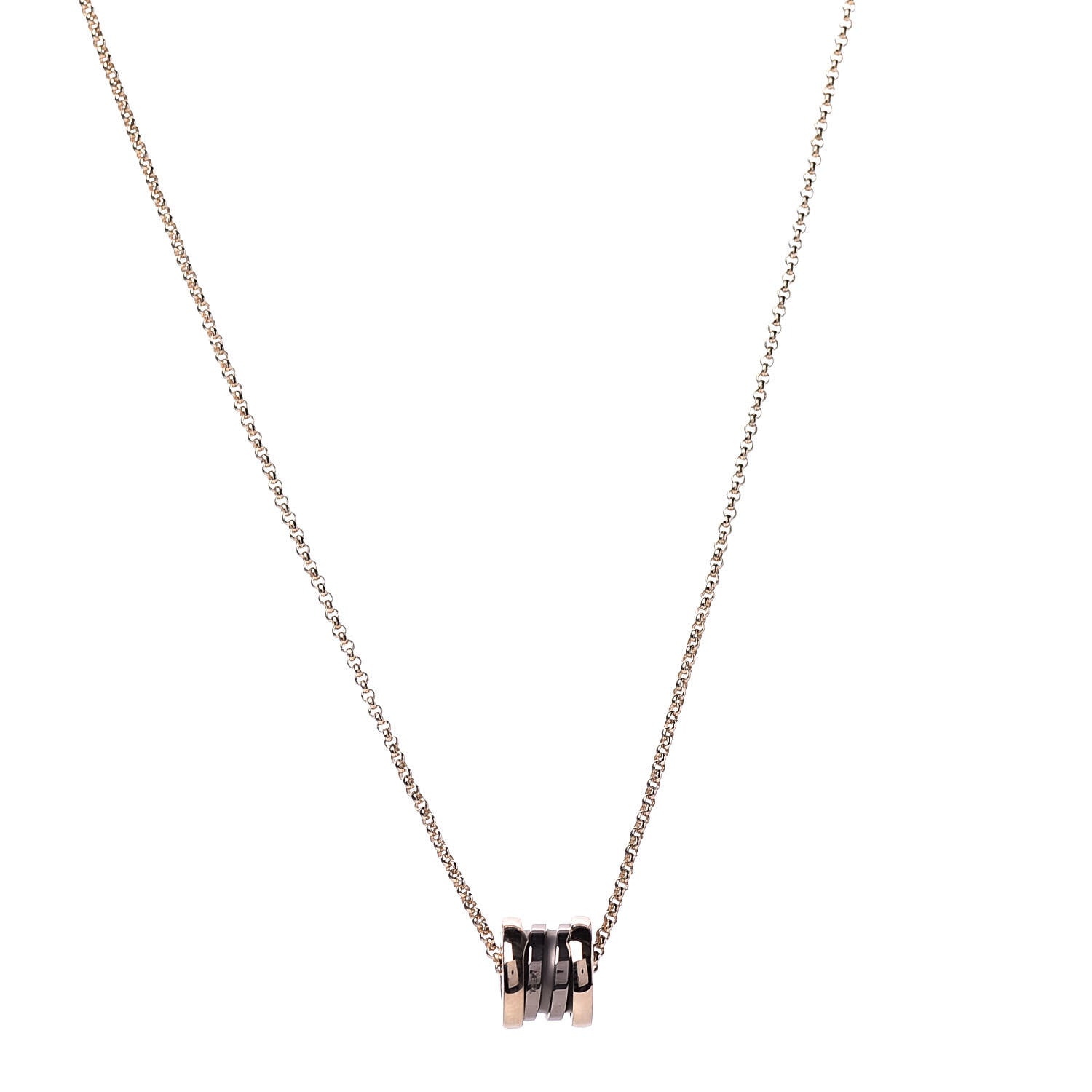 Bulgari 18K Rose Gold Cermet Small B.Zero1 Pendant Necklace 1 of 8