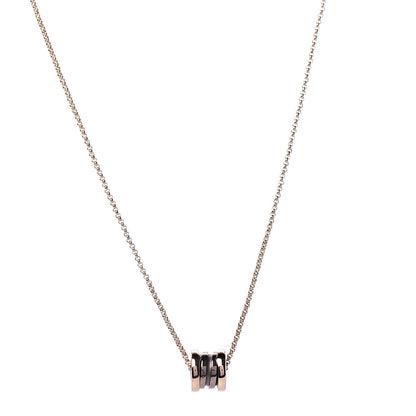 Bulgari 18K Rose Gold Cermet Small B.Zero1 Pendant Necklace 1 of 8