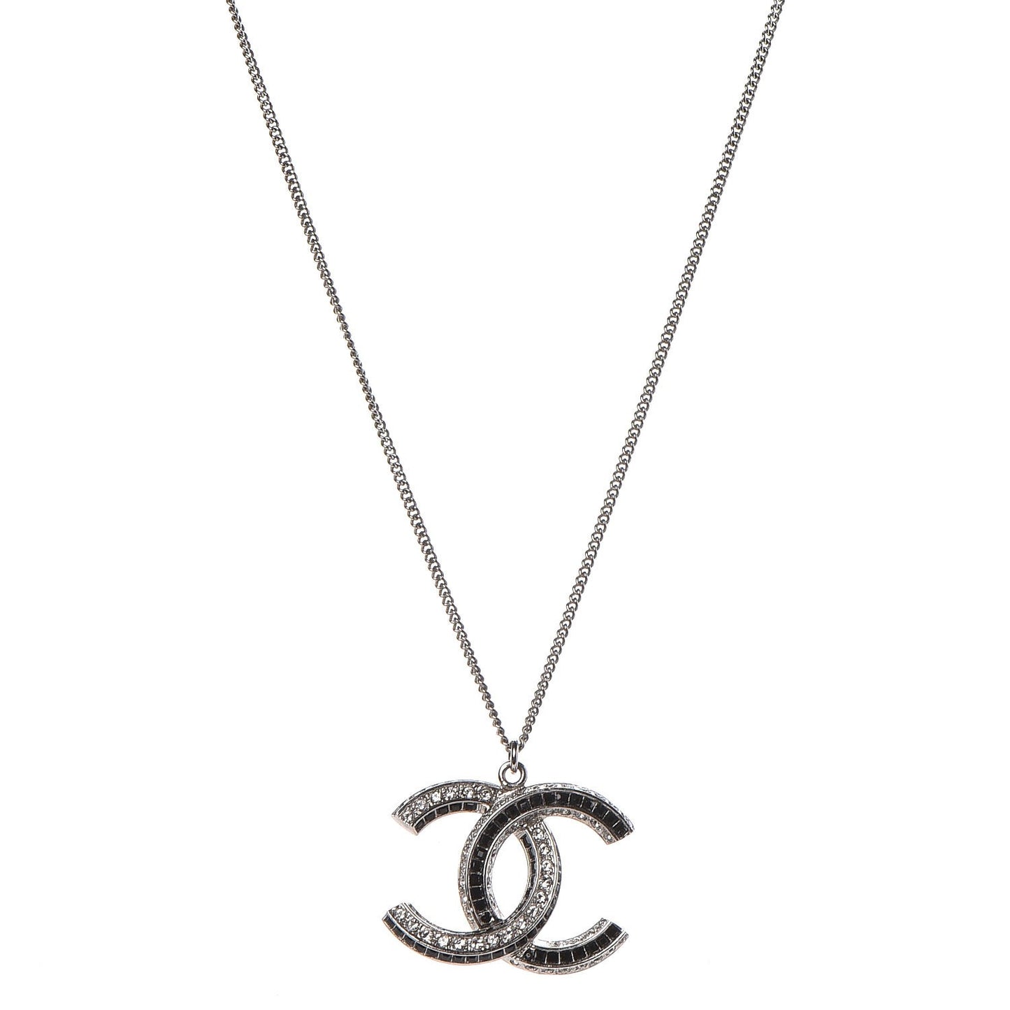 Crystal CC Necklace Silver Black