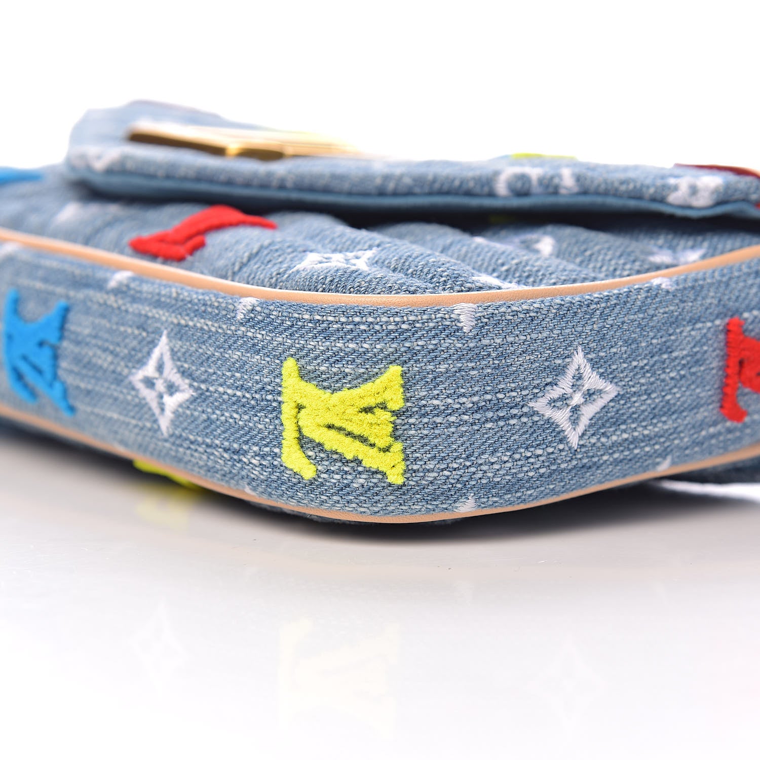 Louis Vuitton Embroidered Monogram Denim New Wave Chain Pochette Blue 11 of 13