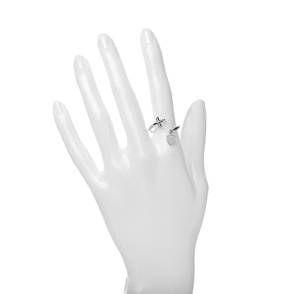 Gucci 18K White Gold Cross and Heart Ring 54 6.75 2 of 6