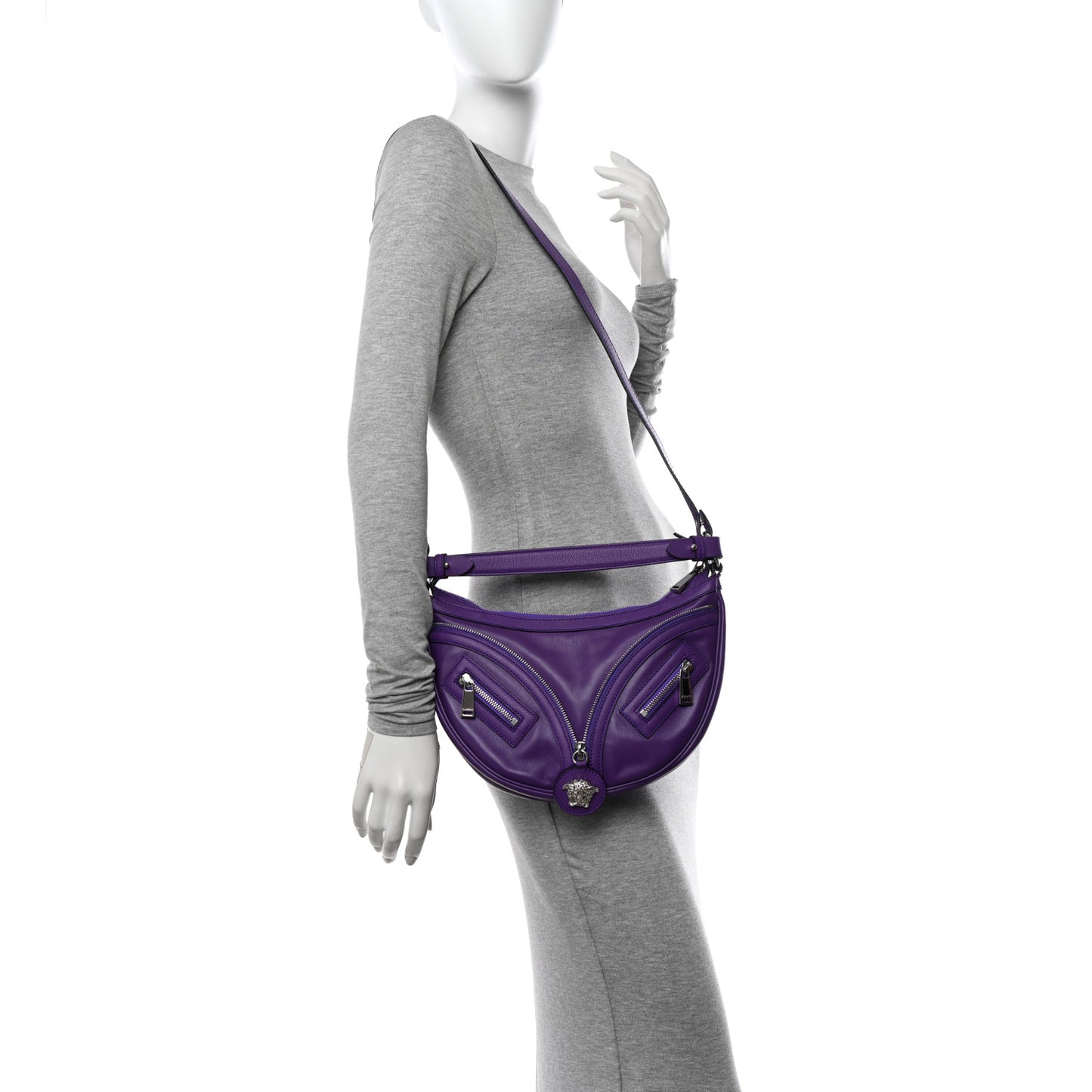 Calfskin Small Repeat Zip Hobo Purple