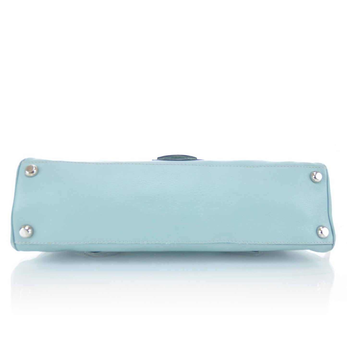 Leather Pushlock Satchel Blue