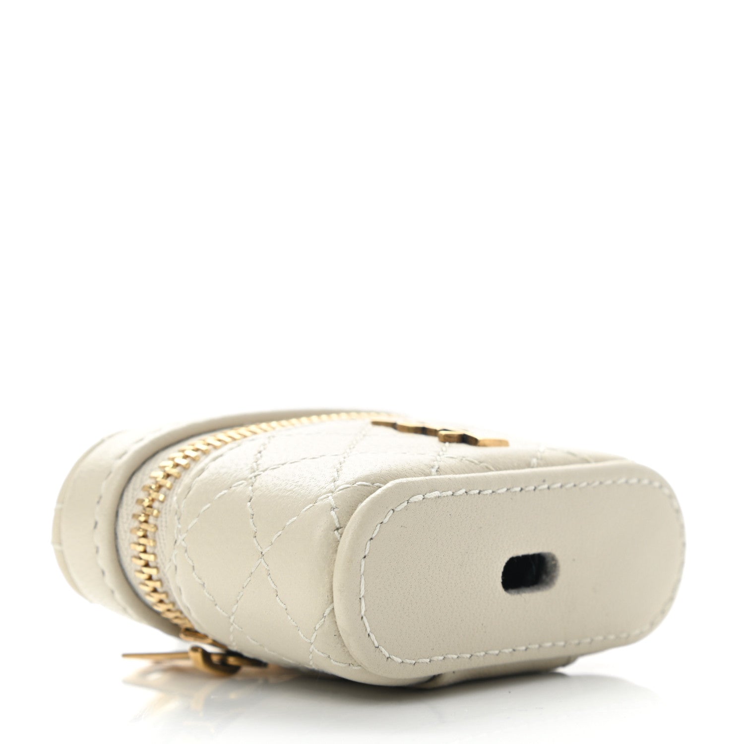 Saint Laurent Lambskin Quilted Monogram Gaby Airpods Holder Vintage White 3 of 5