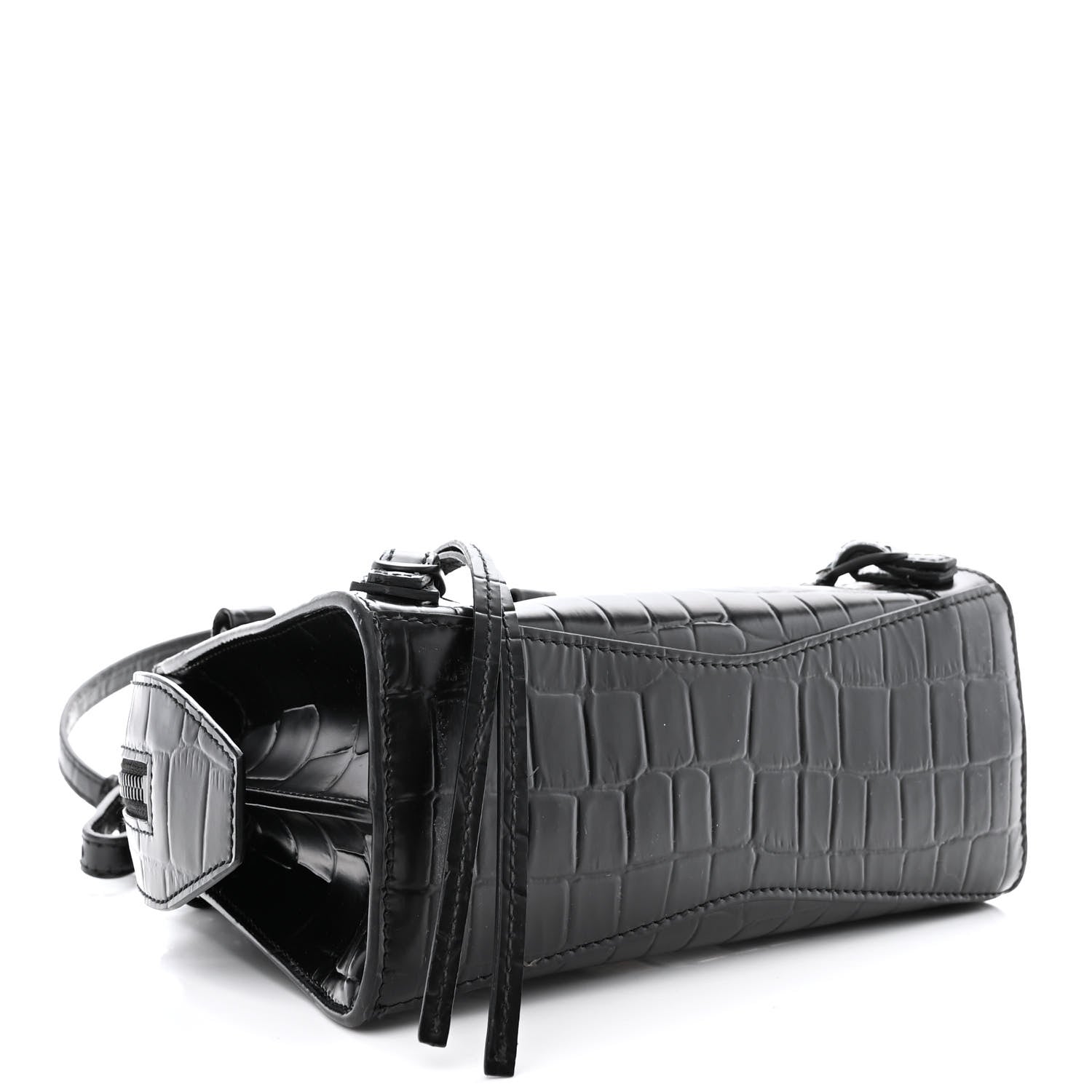 Balenciaga Semi Shiny Calfskin Crocodile Embossed Neo Classic Black Hardware Mini City Black 4 of 14