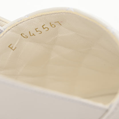 Chanel Lambskin Quilted Peep Toe Wedge Sandals 38 White 9 of 9