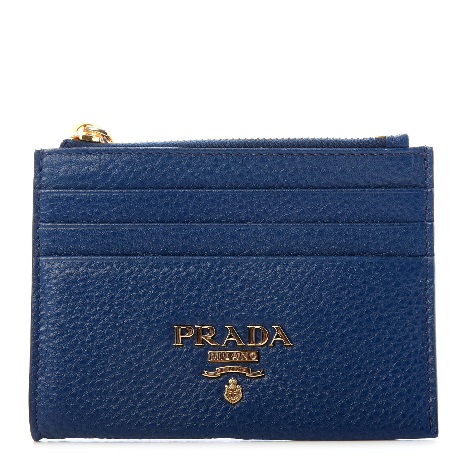 Prada Vitello Grain Zip Card Holder Bluette 1 of 5
