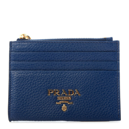Prada Vitello Grain Zip Card Holder Bluette 1 of 5