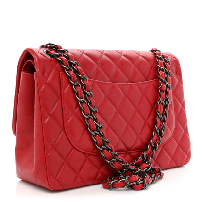 Chanel Lambskin Quilted Jumbo Double Flap Red 3 of 17