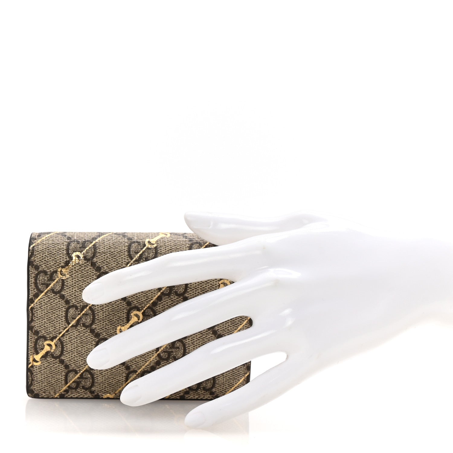 Gucci GG Supreme Monogram Calfskin Horsebit Print Card Case Beige Ebony Light Pink 2 of 8