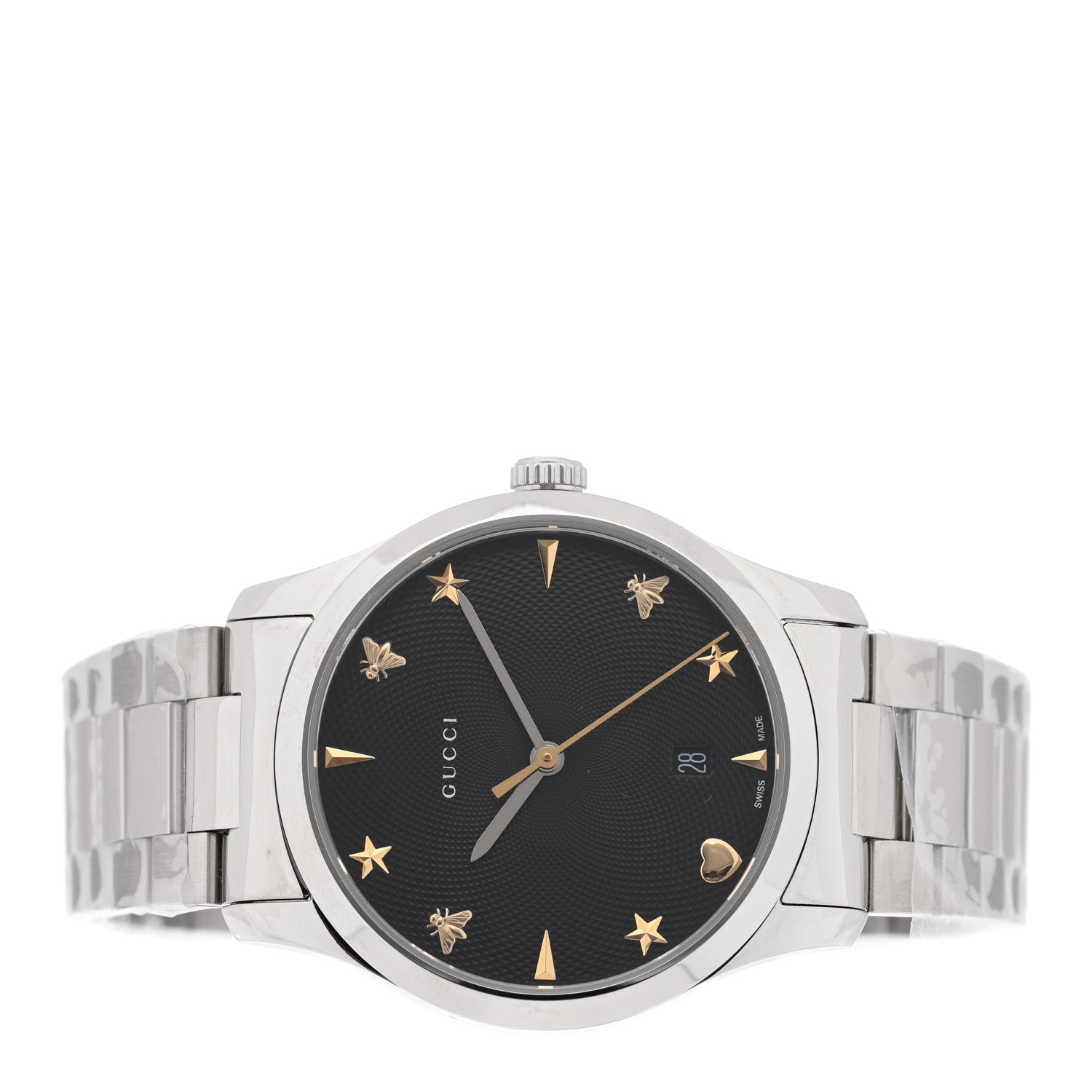 Gucci Stainless Steel 38mm G-Timeless Charm Quartz Watch Black 2 of 5