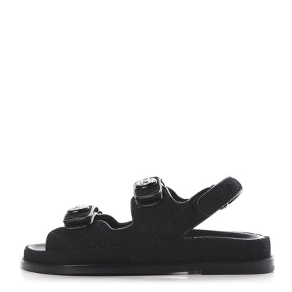 Chanel Fabric Velcro Dad Sandals 36 Black 1 of 12
