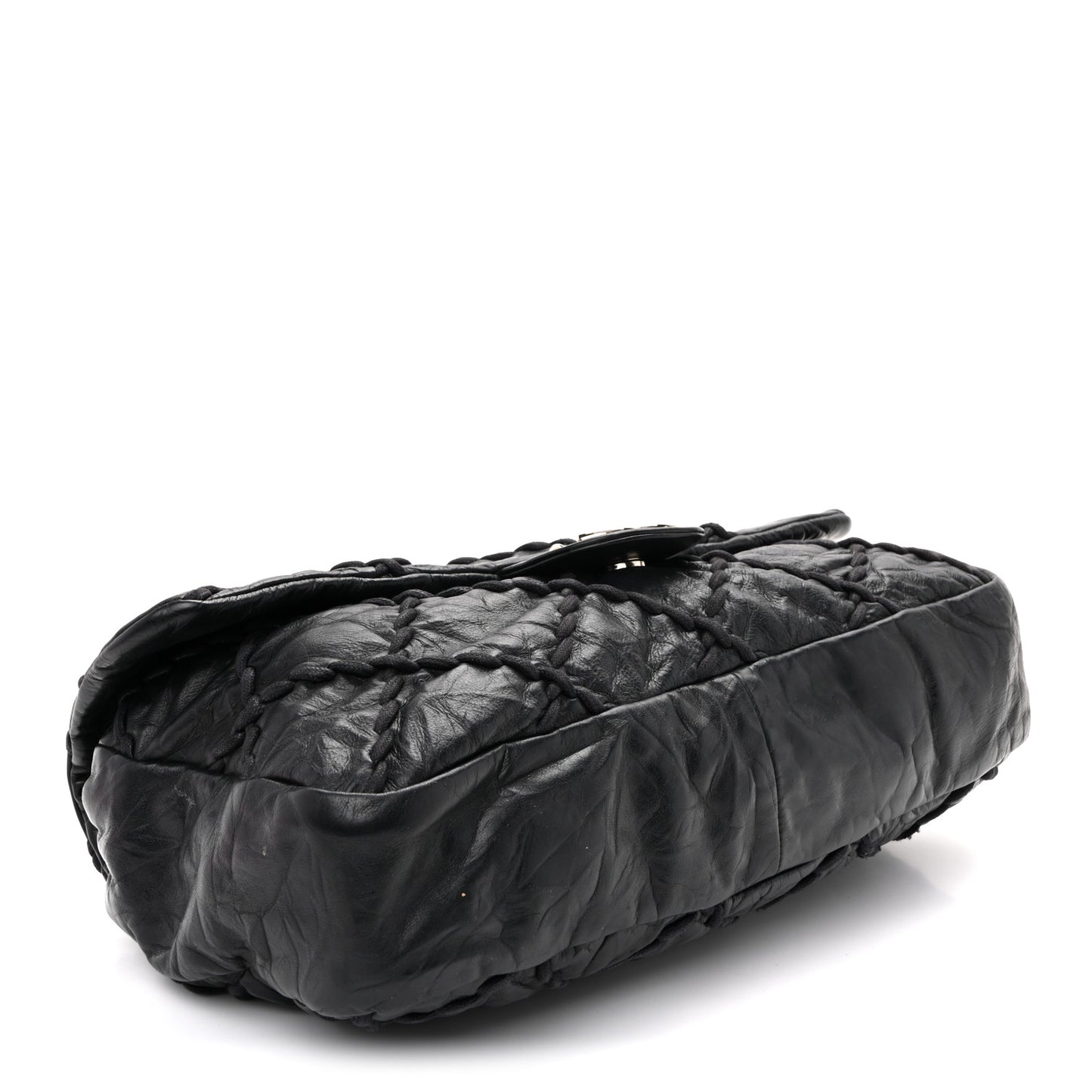 Calfskin Ultra Stitch Oversize Flap Black