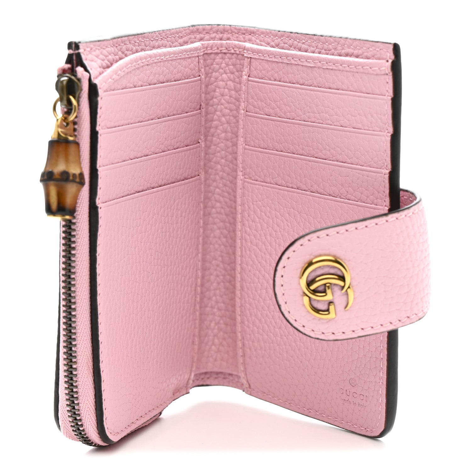Gucci Piuma Calfskin Medium Bamboo Double G Wallet Pink 5 of 8