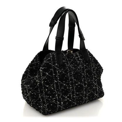 Christian Dior Calfskin Tweed Cannage Medium Toujours Black White 7 of 21