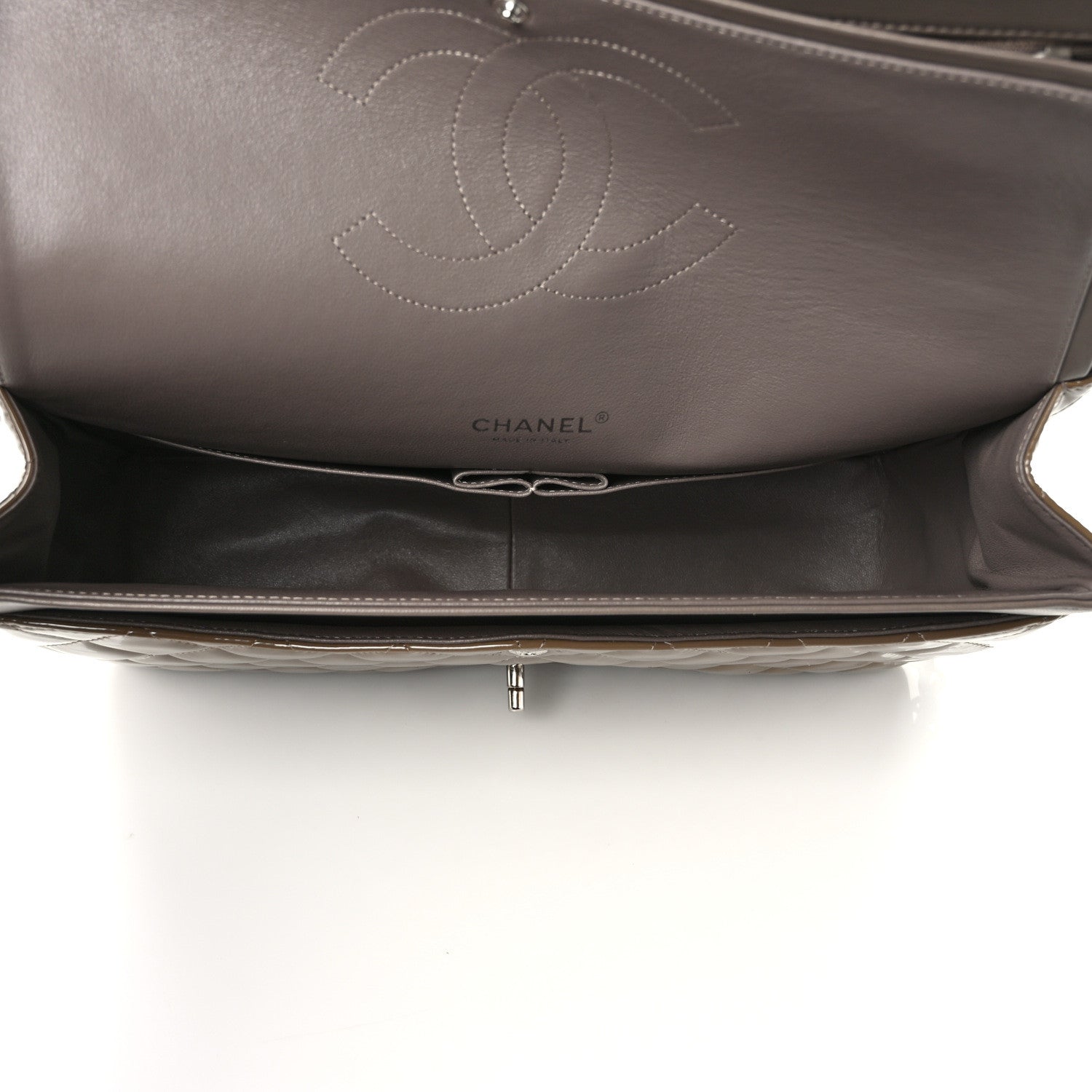 Chanel Patent Calfskin Quilted Maxi Double Flap Grey 5 of 10