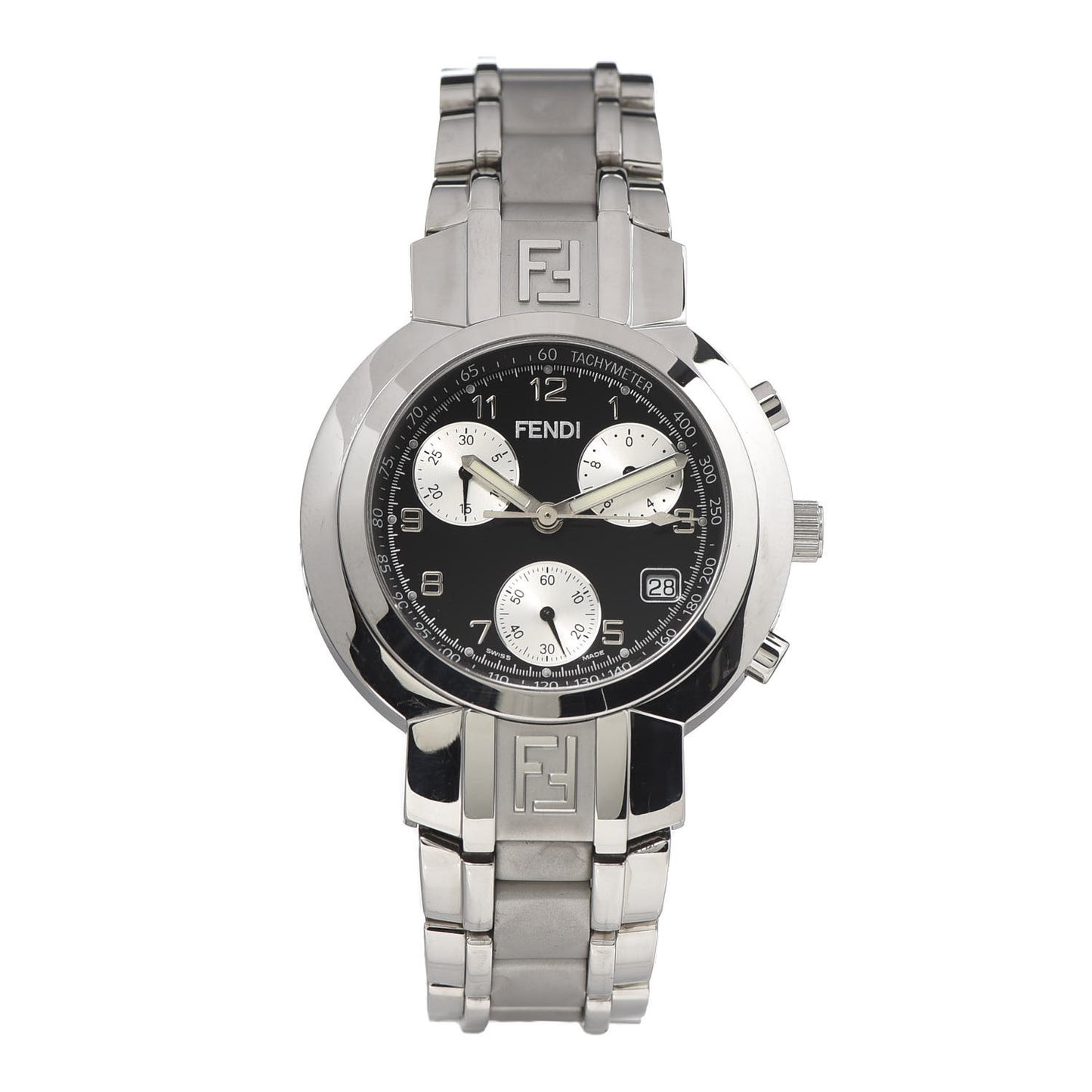 Stainless Steel 39mm Zucca Chronograph Quartz Watch Black