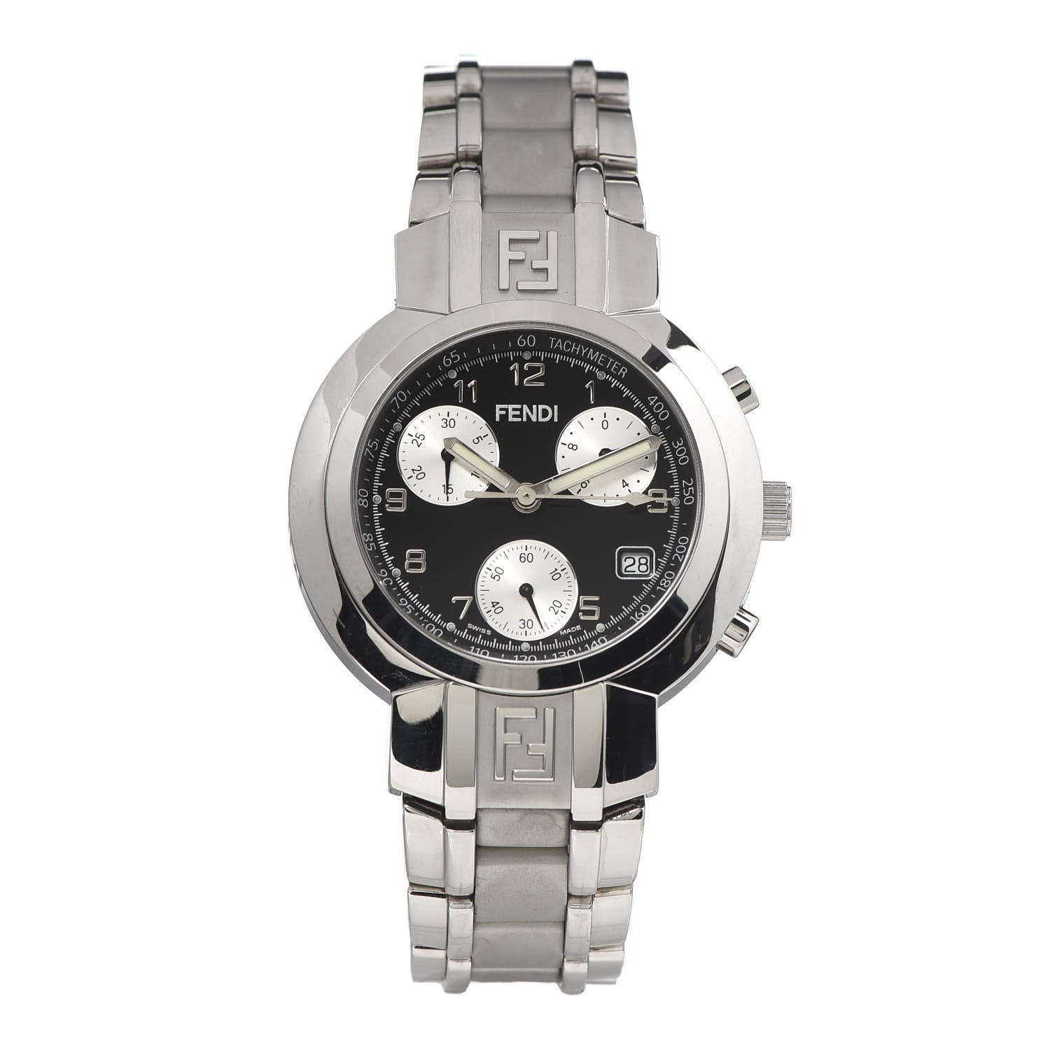 Fendi Stainless Steel 39mm Zucca Chronograph Quartz Watch Black 1 of 6
