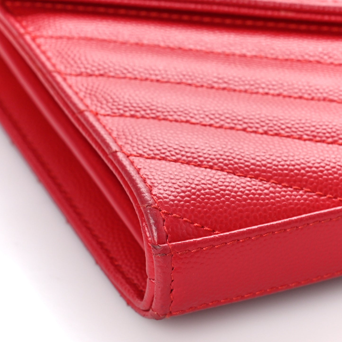 Grain De Poudre Matelasse Chevron Monogram Chain Wallet New Red