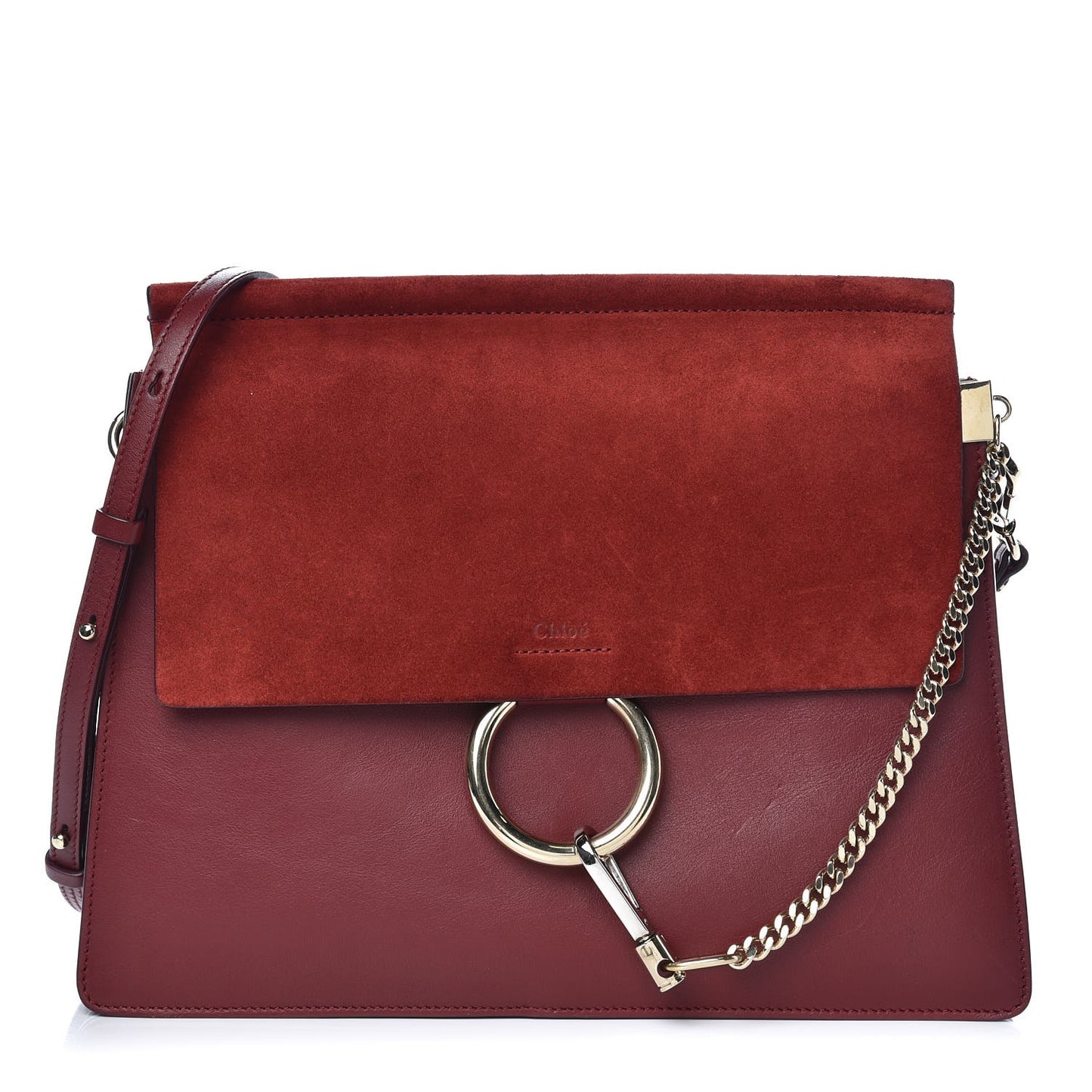 Calfskin Suede Medium Faye Shoulder Bag Plum Purple