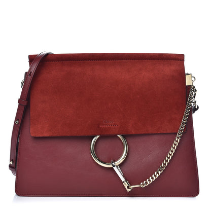 Chloe Calfskin Suede Medium Faye Shoulder Bag Plum Purple 1 of 10