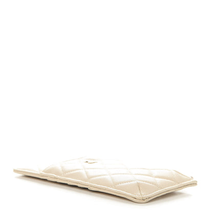Chanel Caviar Quilted Classic Flat Wallet Pouch Light Beige 4 of 8