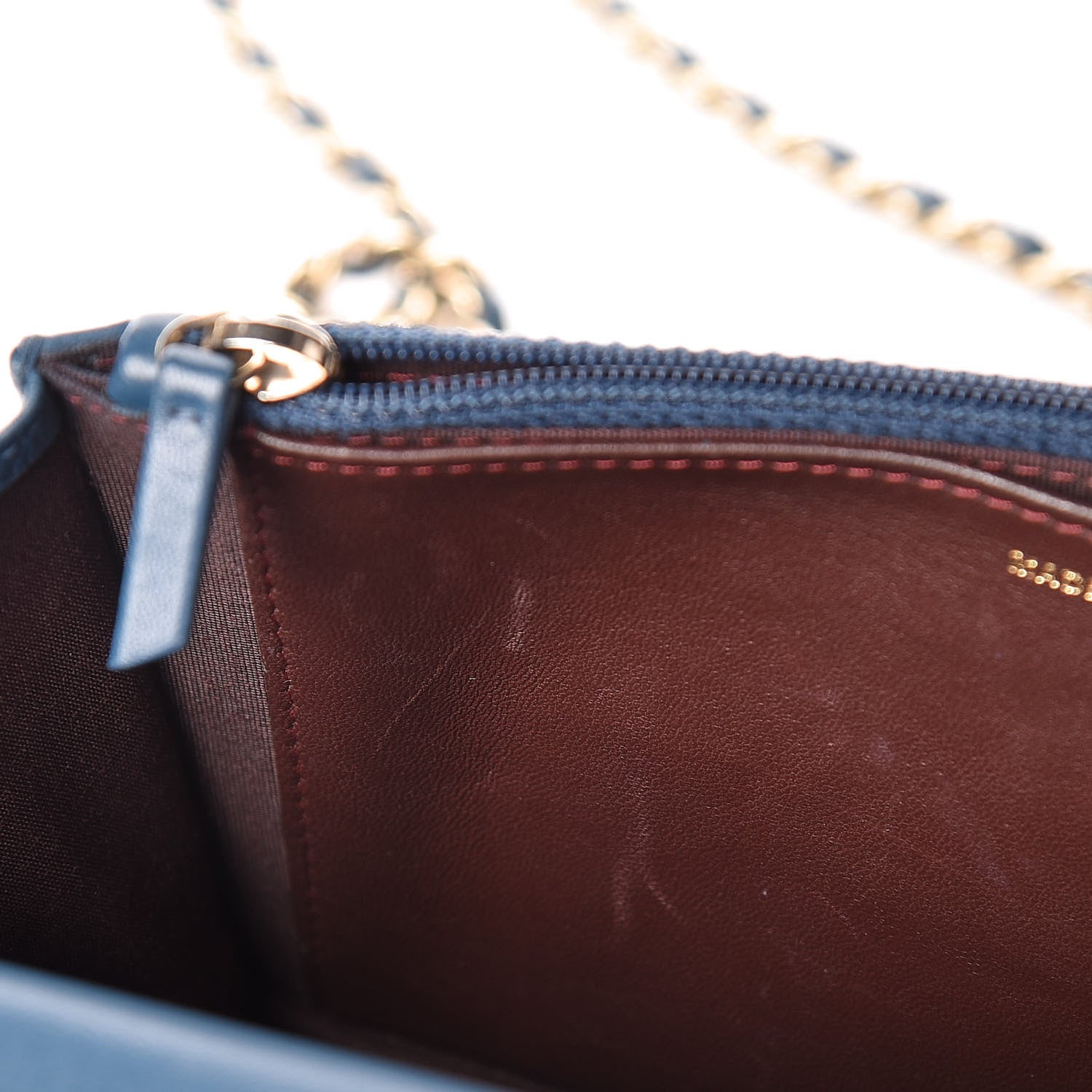 Chanel Lambskin Quilted Trendy CC Wallet On Chain WOC Blue 21 of 21
