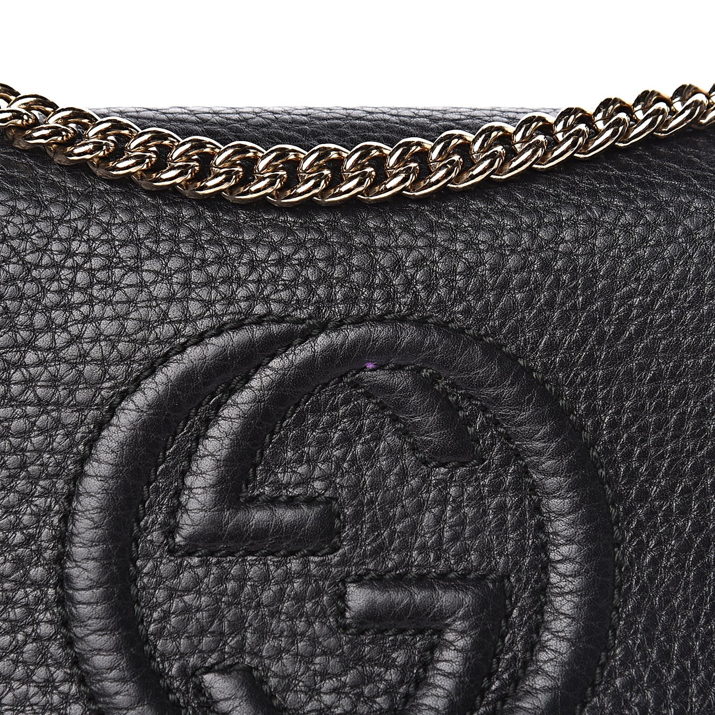 Pebbled Calfskin Small Soho Flap Crossbody Black