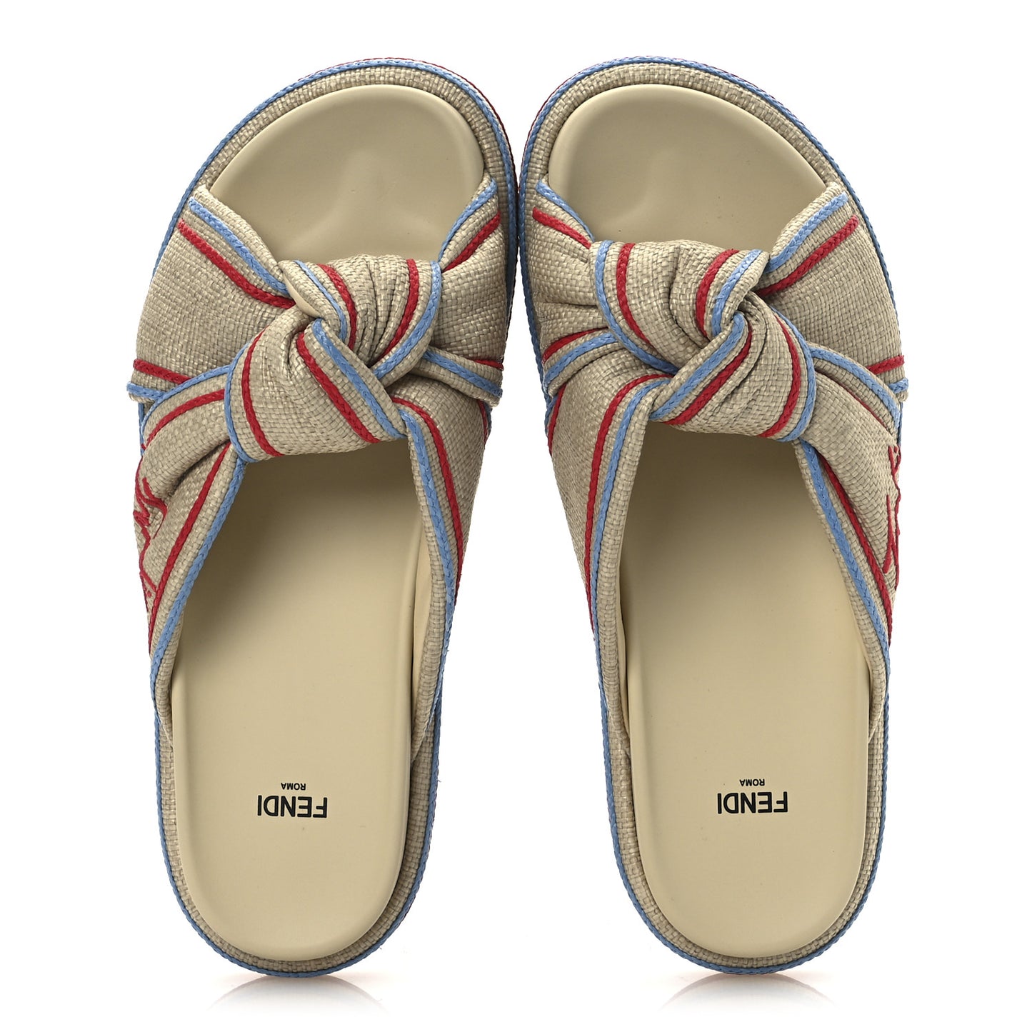 Raffia Cursive Logo Embroidered Mix Slide Sandals 39 Giallo