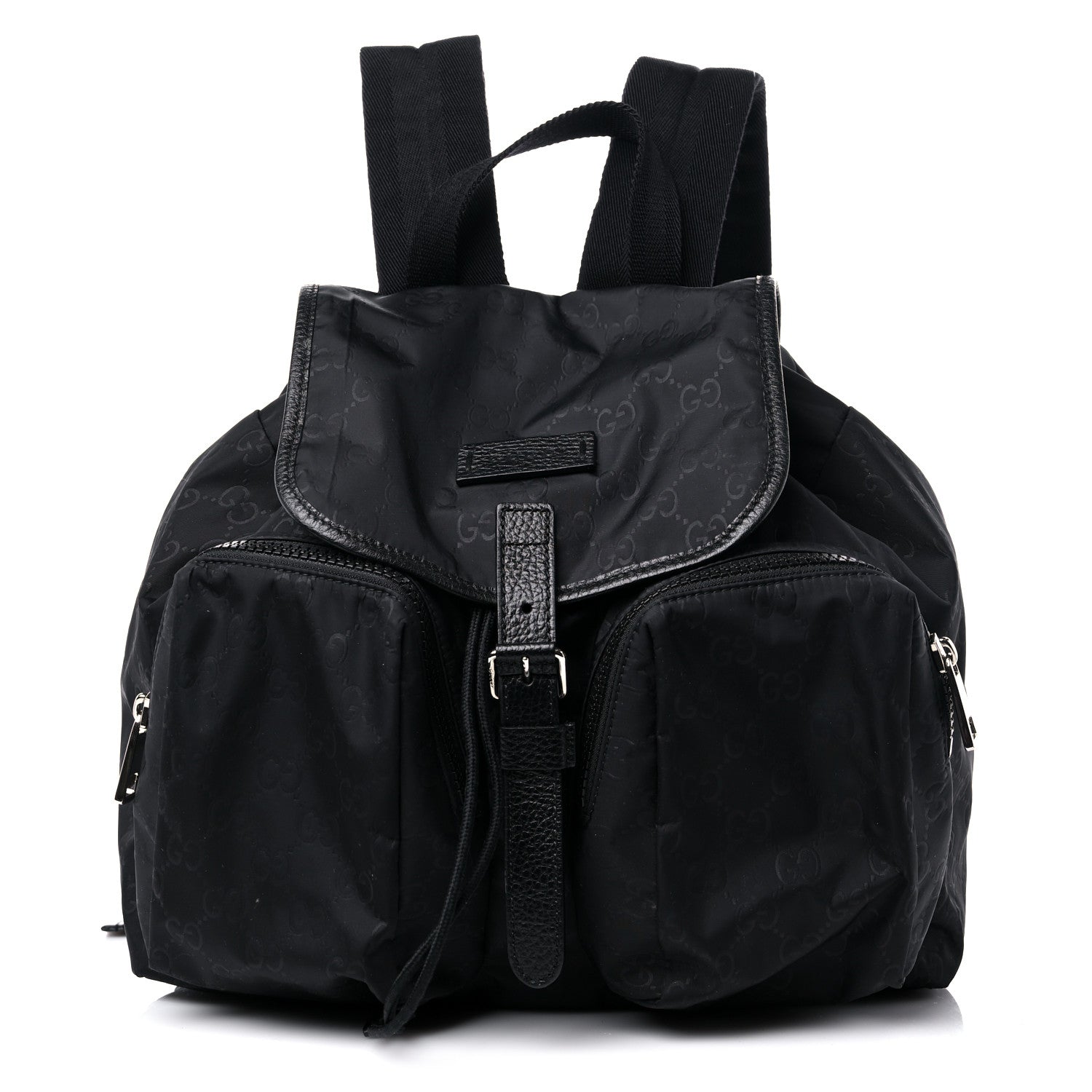 Gucci Nylon Monogram Medium Light Single Buckle Backpack Black 1 of 13