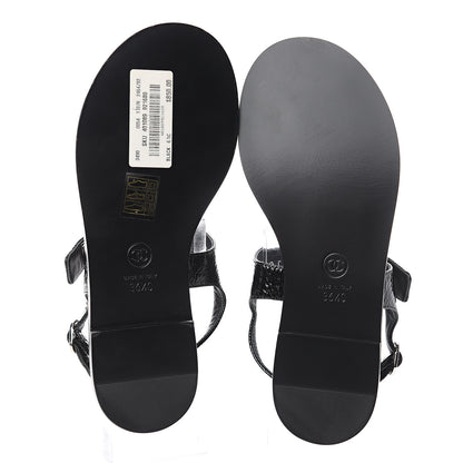 Chanel Patent Goatskin CC Thong Sandals 36.5 Black 5 of 7