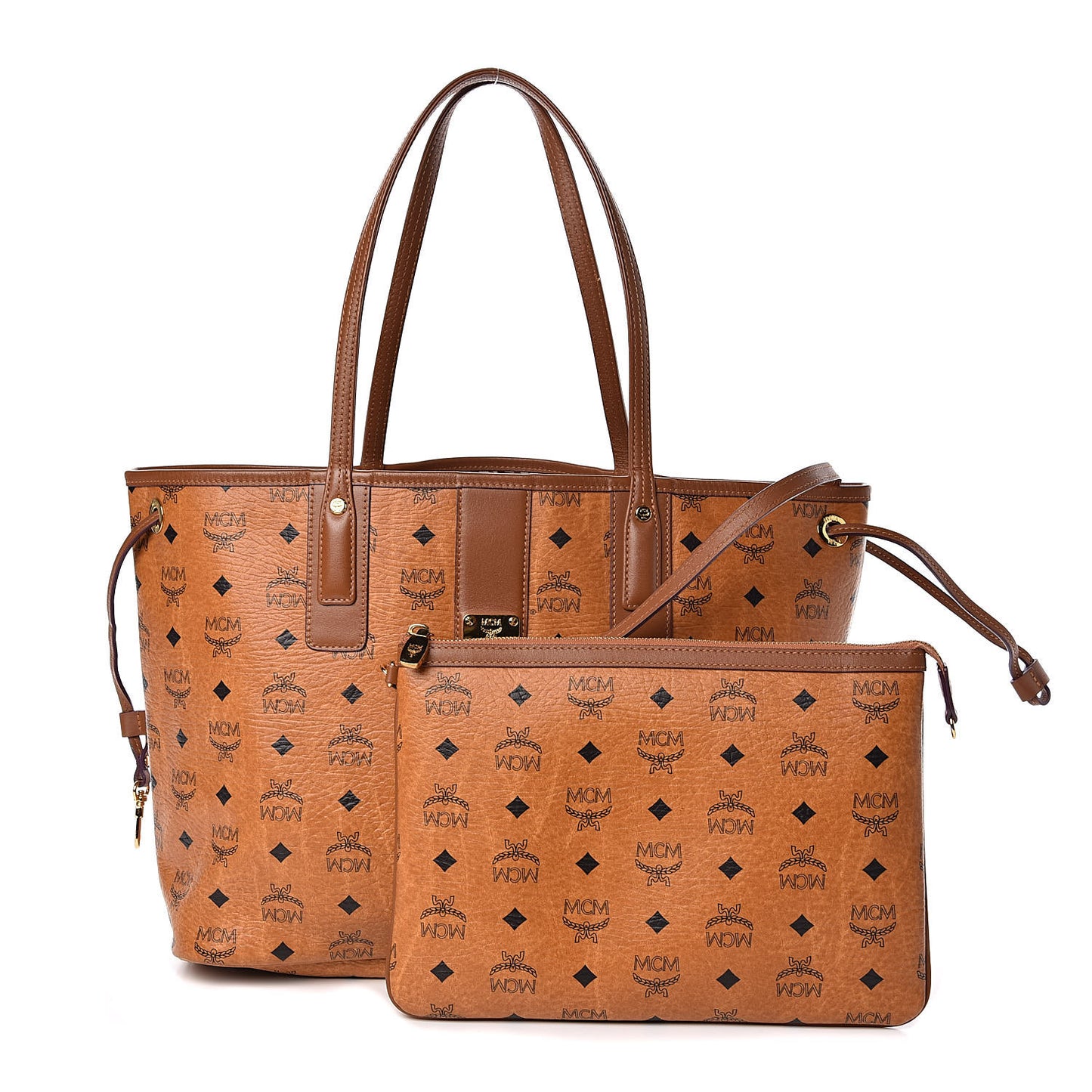 Visetos Medium Liz Reversible Shopper Tote Cognac