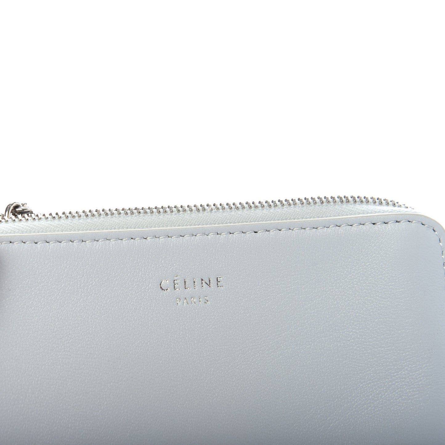 Lambskin Bi-Color Solo Coin Card Case Blue Grey