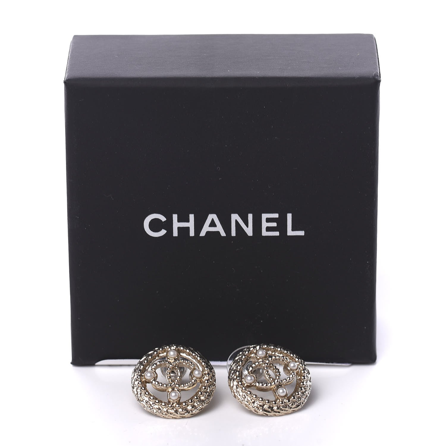 Chanel Pearl CC Round Rope Earrings Gold 5 of 5