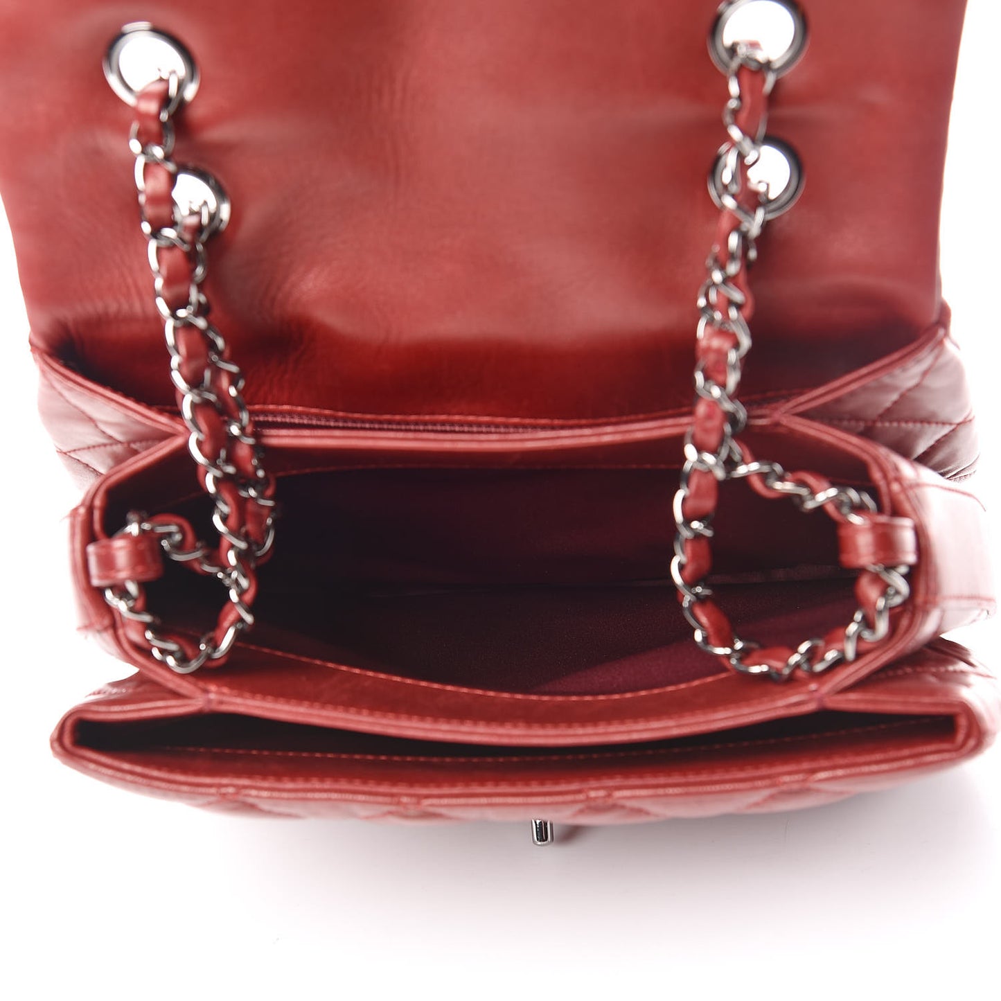 Lambskin Quilted Large 3 Flap Rouge Fonce