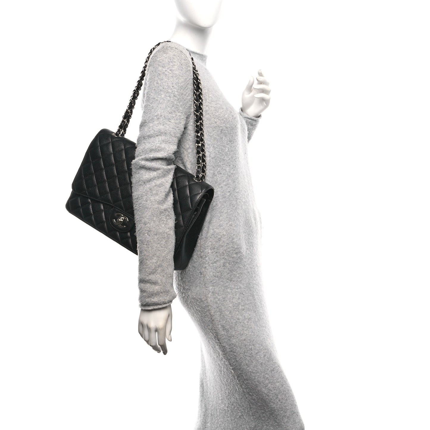 Caviar Quilted Maxi Double Flap Black