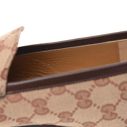 Gucci Canvas GG Monogram Horsebit Mens Jordaan Loafers 7.5 Beige Ruggine Light Brown 8 of 9