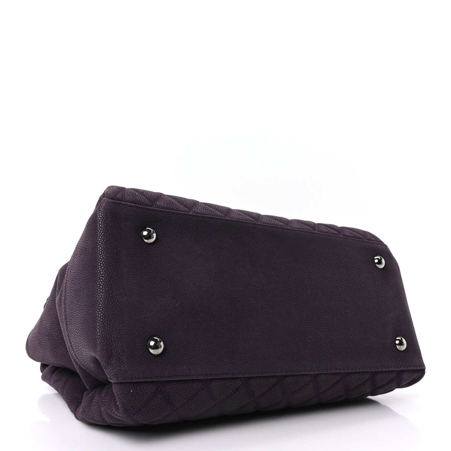 Iridescent Caviar Quilted Lady Pearly Tote Plum