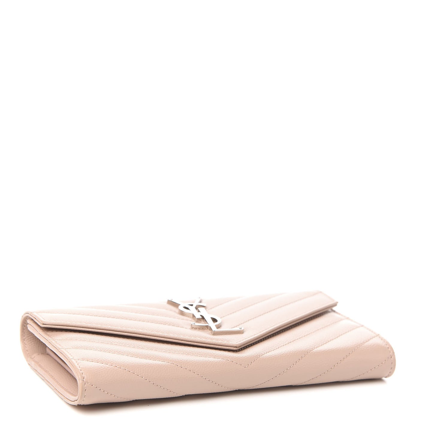Grain De Poudre Matelasse Chevron Monogram Flap Wallet Pale Pink