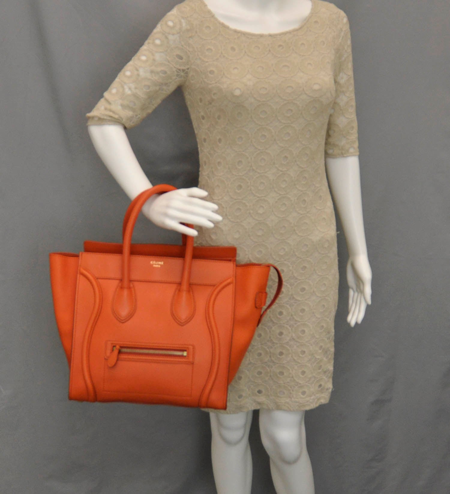 Celine Smooth Calfskin Mini Luggage Orange 2 of 10