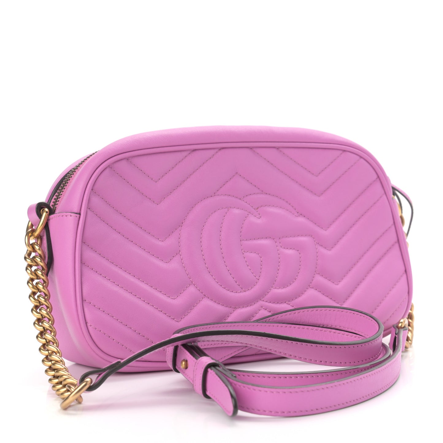 Calfskin Matelasse Small GG Marmont Chain Shoulder Bag Candy Mousse