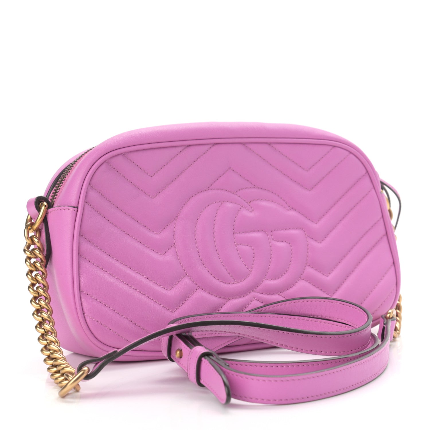 Gucci Calfskin Matelasse Small GG Marmont Chain Shoulder Bag Candy Mousse 3 of 11