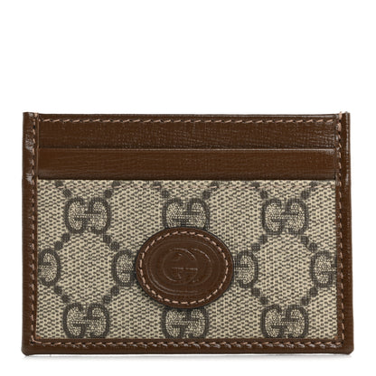 Gucci GG Supreme Monogram Azalea Calfskin Retro Interlocking G Card Holder Beige Ebony Brown Sugar 1 of 7