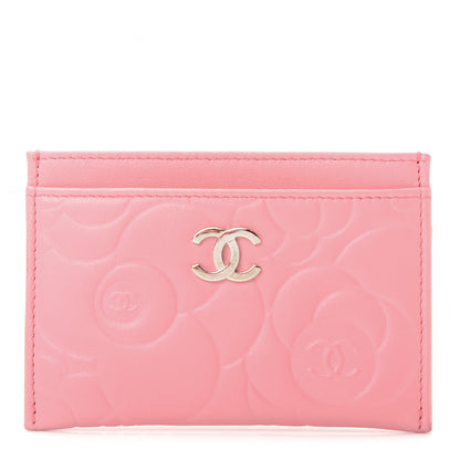 Chanel Lambskin Camellia Embossed Card Holder Pink 1 of 9