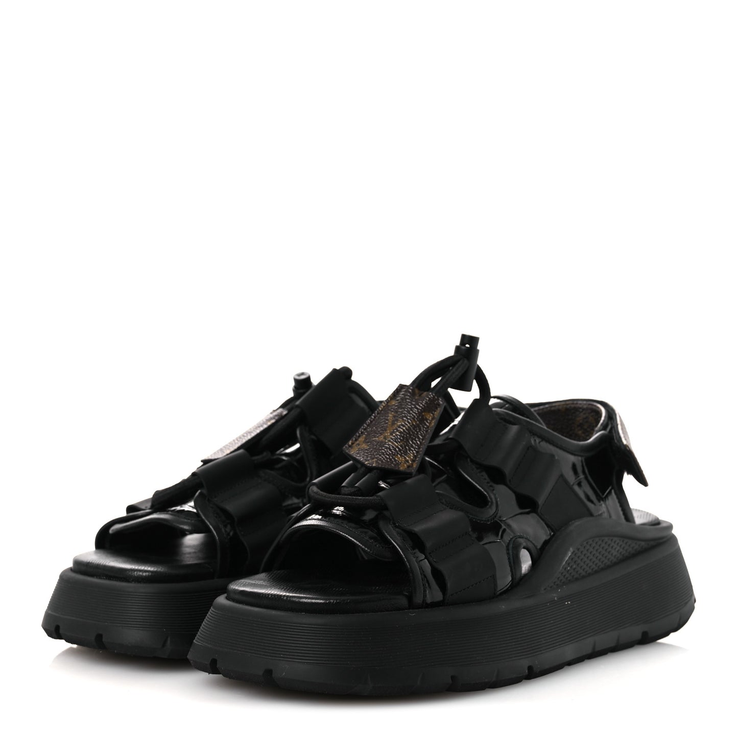 Lambskin Sunset Comfort Platform Sandals 38 Black